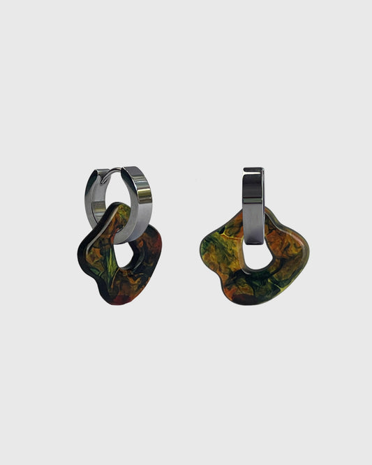 Sol honey tortoise 2 silver earring (pair)