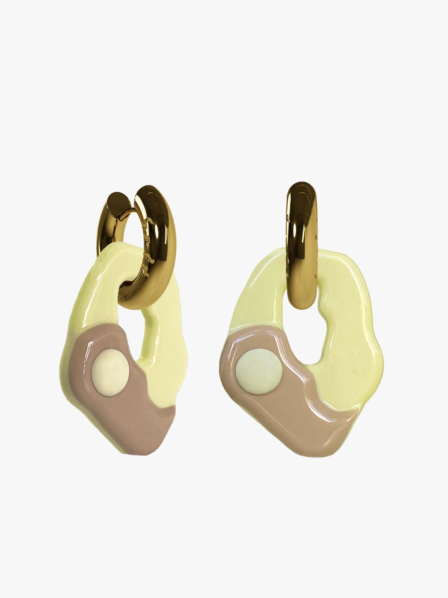 Yin Yang latte gold earring (pair)