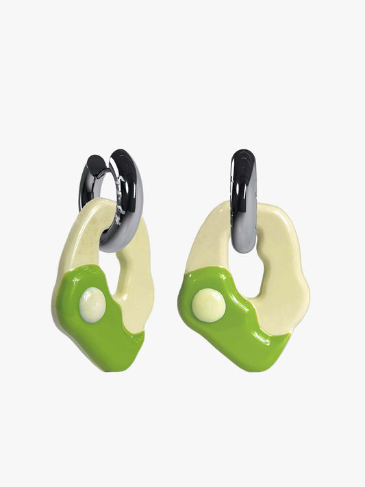 Yin Yang matcha silver earring ( pair)