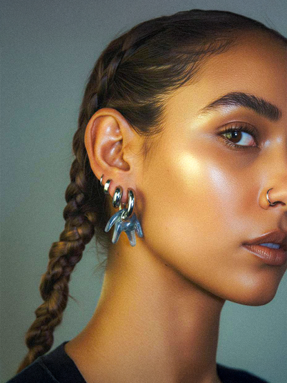 Mia bluegrey silver earring