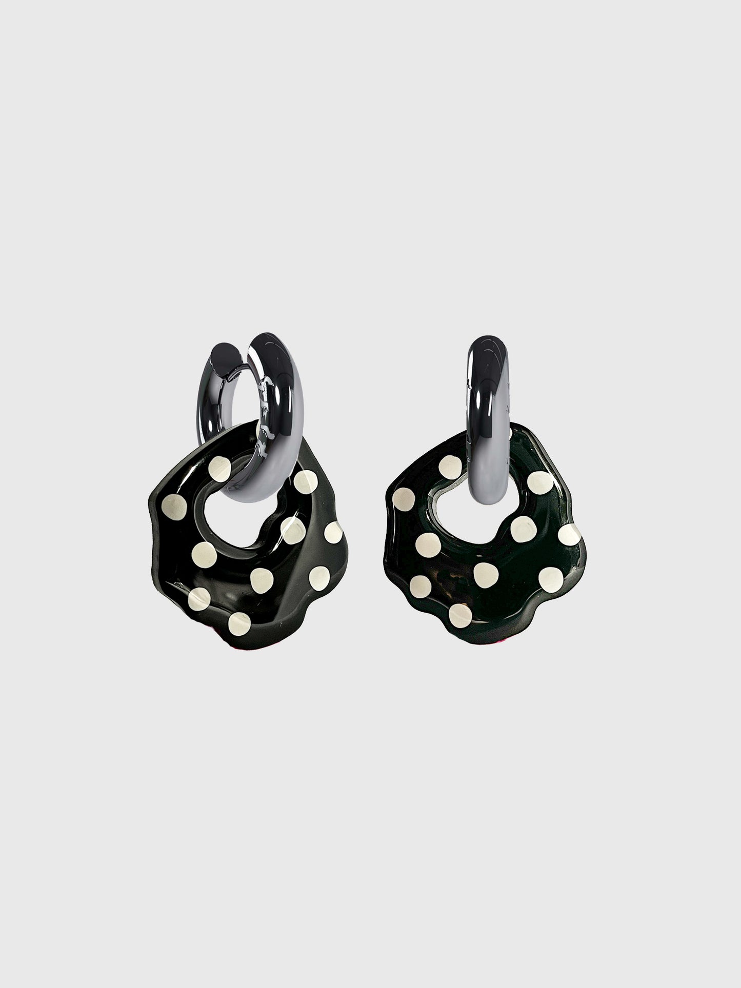 Abe PD black silver earrings (pair)