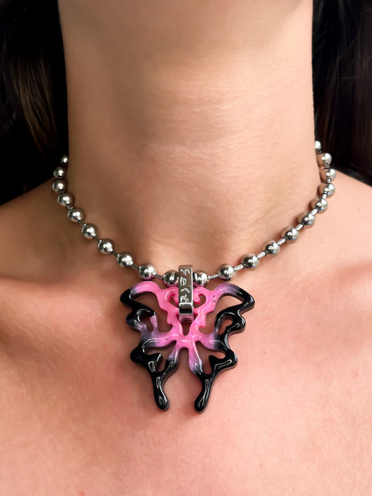 Dini black pink silver necklace