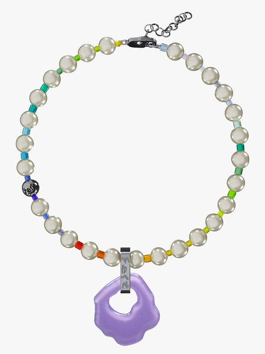 Rainbow pearl lilac silver necklace
