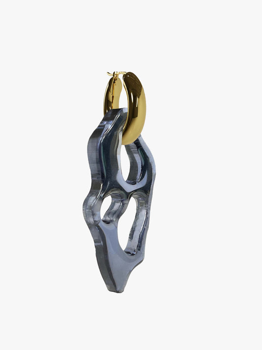 Ami grey glass gold earring (single)