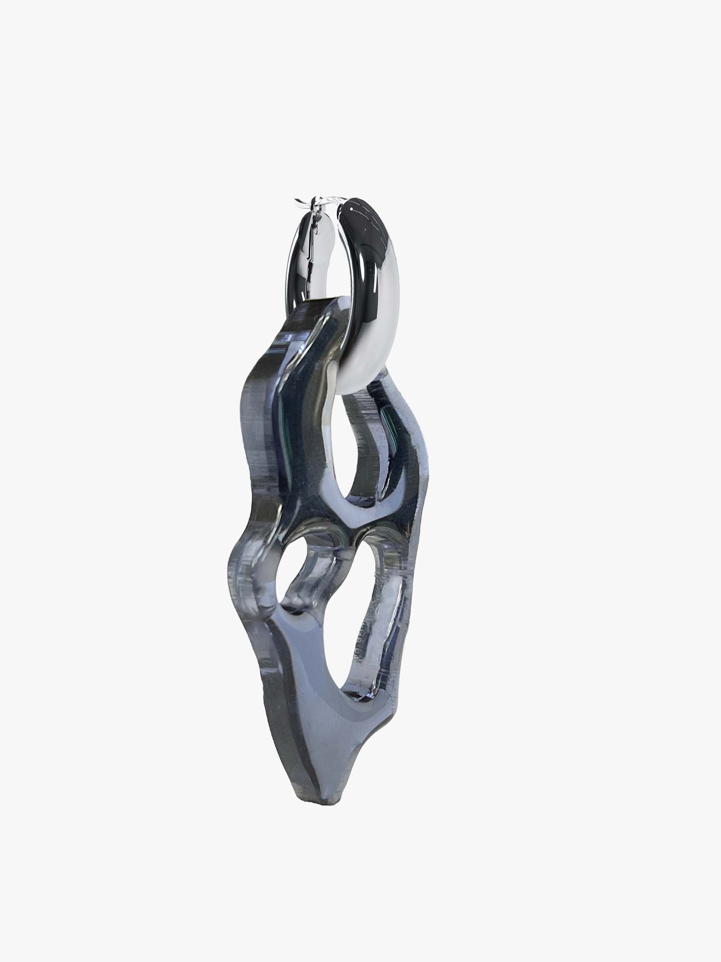 Ami grey glass silver earring (single)