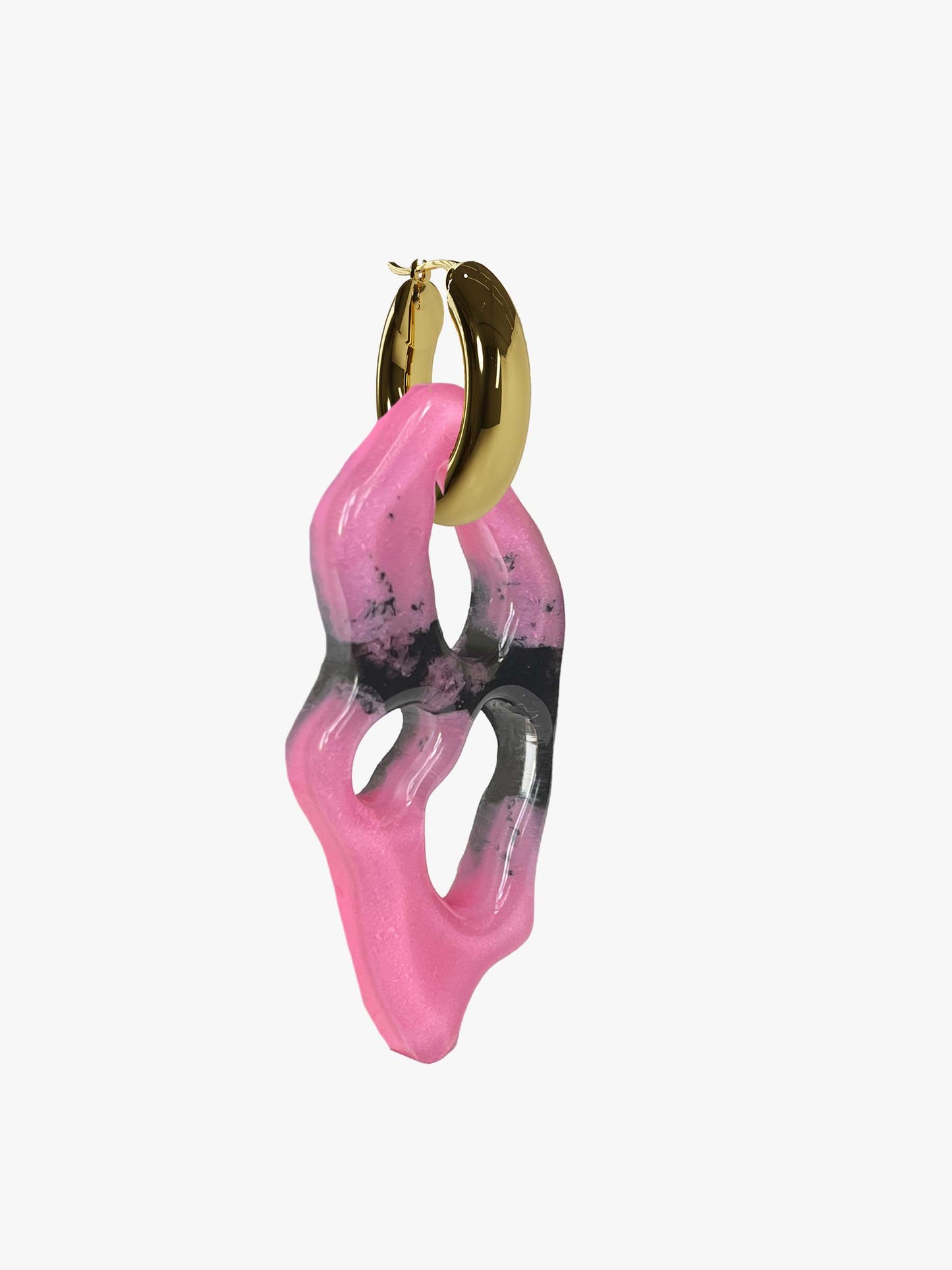 Ami pink black gold earring (single)