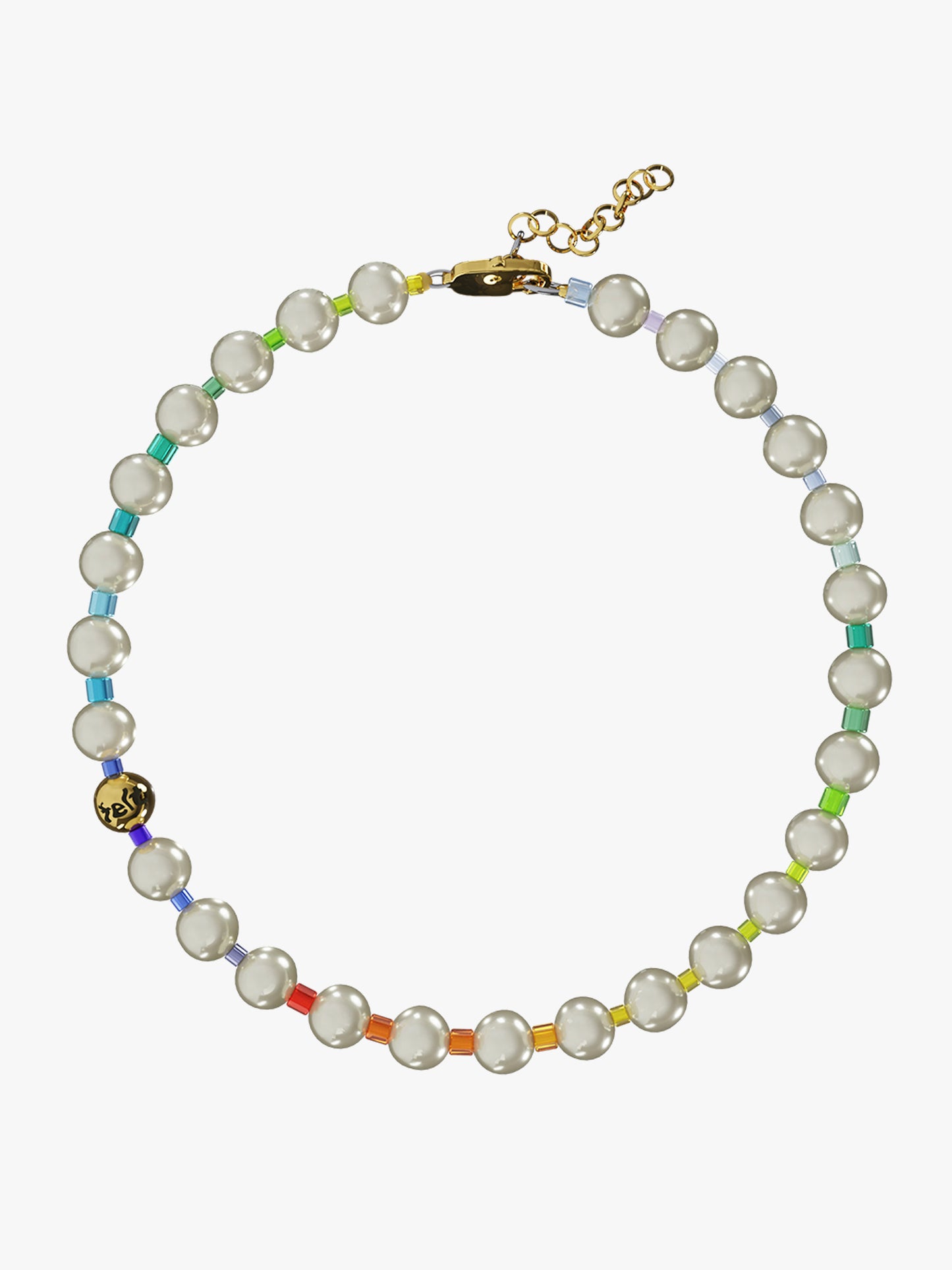 Pearl rainbow gold necklace