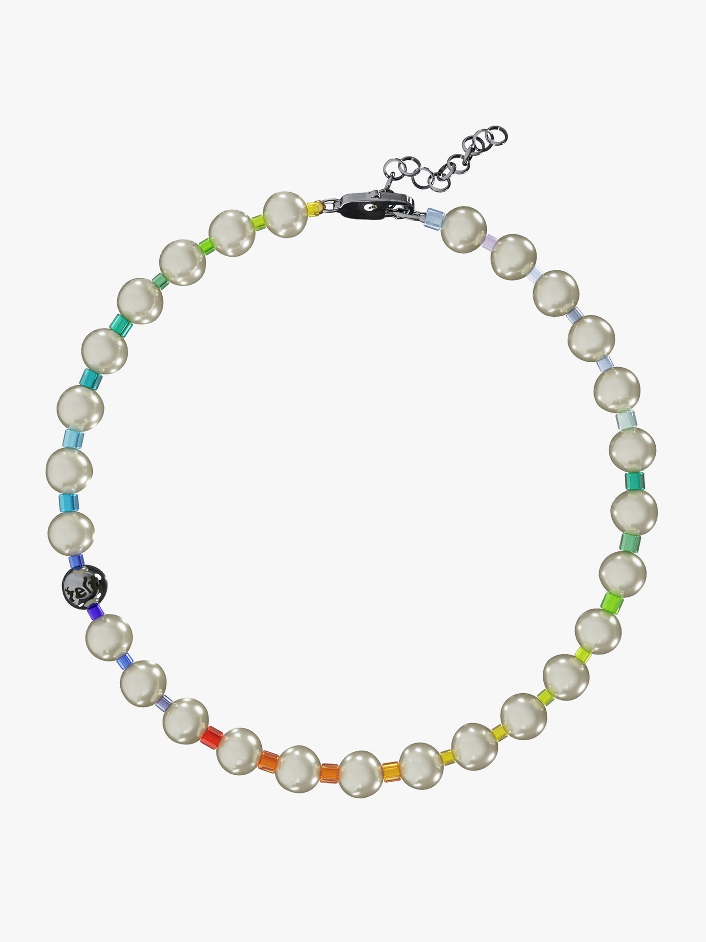 Pearl rainbow silver necklace