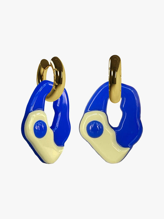 Yin Yang sage blue gold earring (pair)