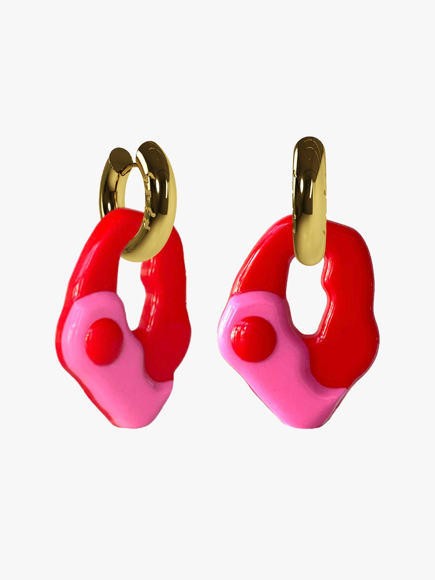 Yin Yang red pink gold earring (pair)