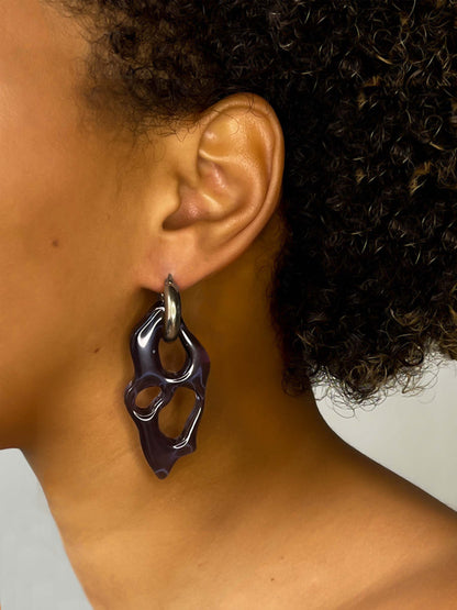 Ami grey glass silver earring (single)