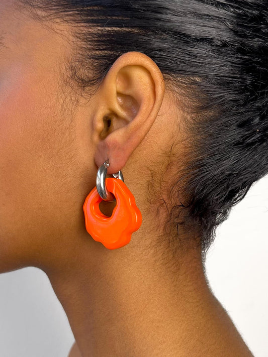 Abe orange silver earring (pair)