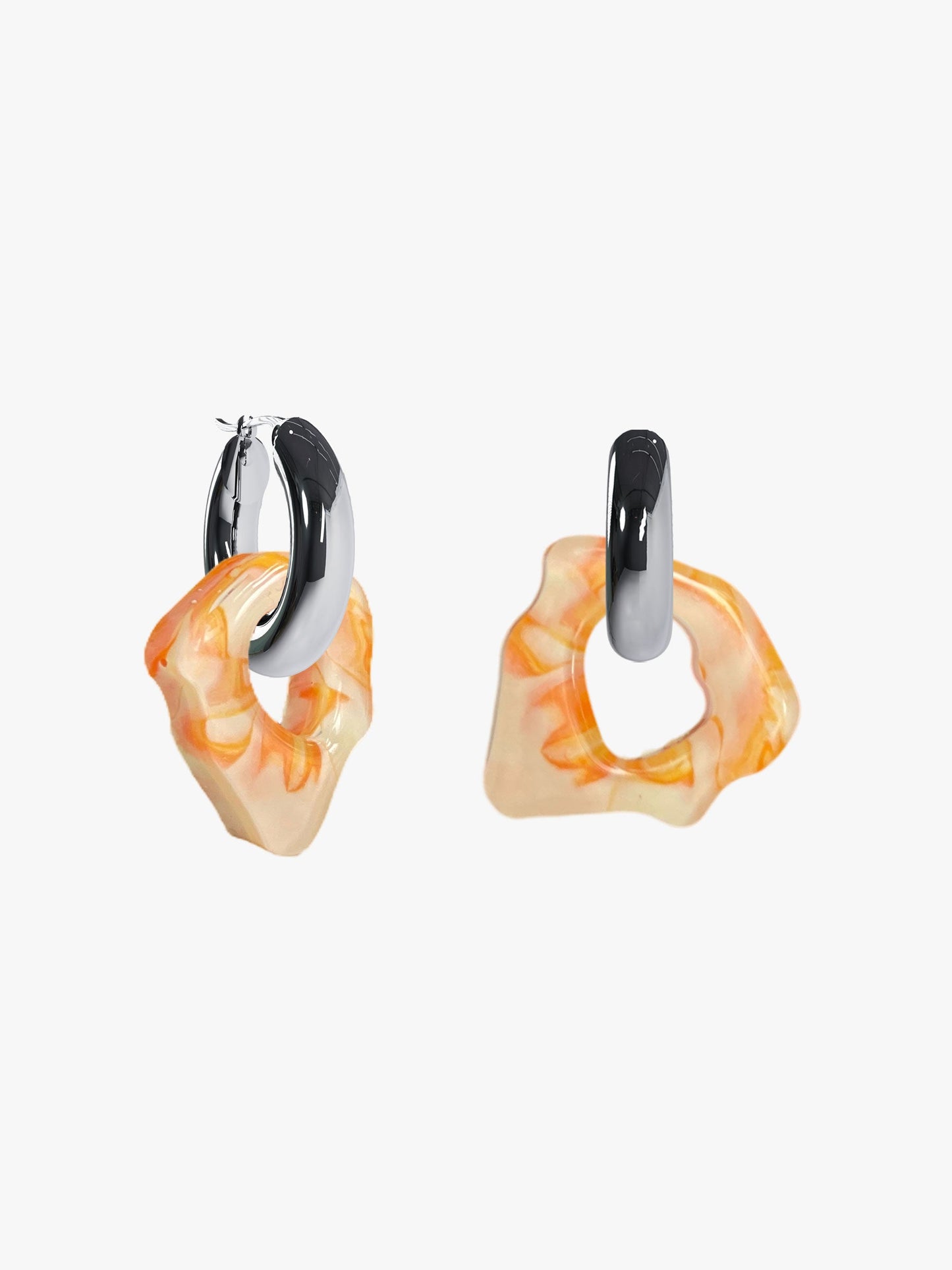 Ora marbled orange silver earring (pair)